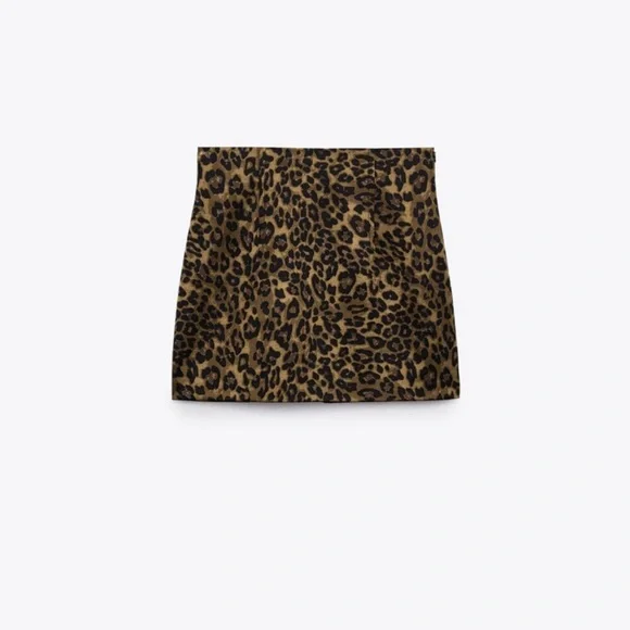 Zara Animal Print Mini Skirt Leopard - Picture 7 of 11
